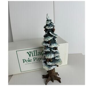 Dept. 56 Christmas Tree Village Pole Pine cold Cast Porcelain Box 8" Tall